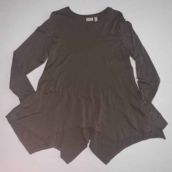 NWOT Logo Lori Goldstein Long Sleeve Dark Camo Green (Almost Brown) Shirt Sz Lg - Picture 3 of 13